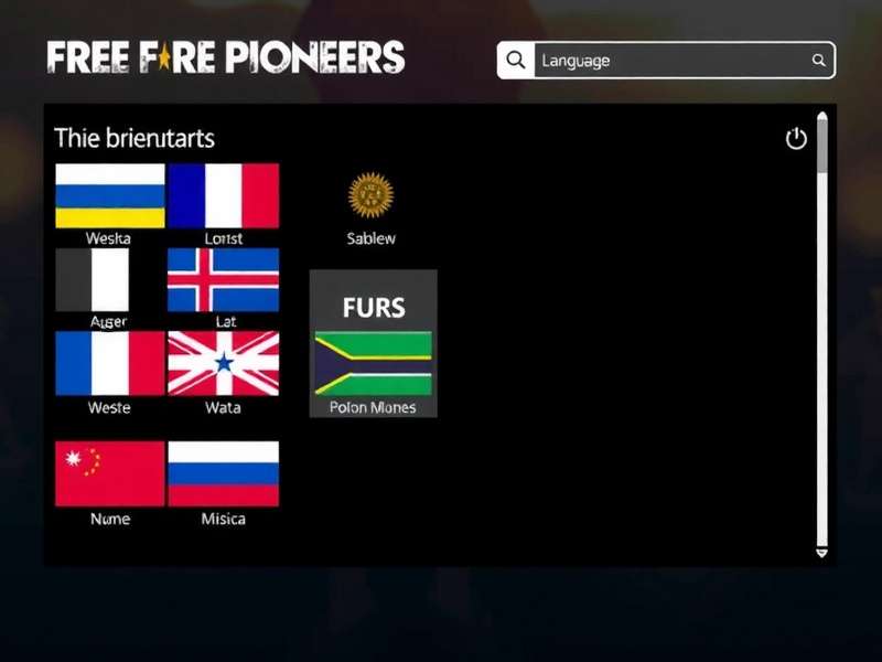 Free Fire Pioneers - Language options including 15 Indian languages Free Fire Pioneers Language Selection Screen